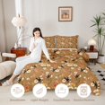 thumbnail image 3 of Erosebridal Bohemian Bug Bee Full Size Comforter Sets,Retro Flowers Bedding Comforter Set,Brown White,Reversible,3pcs,1 Comforter and 2 Pillowcases, 3 of 7