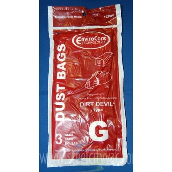 3 Royal G Type Dust Bags - For Dirt Devil Handheld Vacuum Cleaners