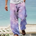 thumbnail image 1 of Puntoco Pantalones rectos con cintura elástica y estampado de moda informal de verano para hombre, 1 of 5