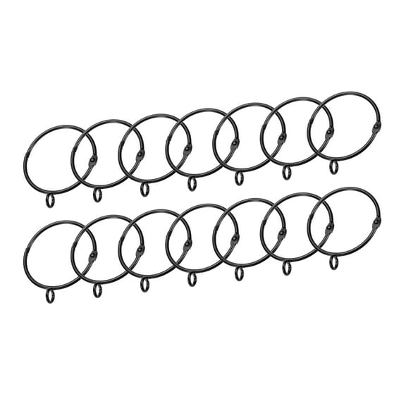 14 PCS Openable Curtain Rod Rings with Eyelets 2-Inch Black