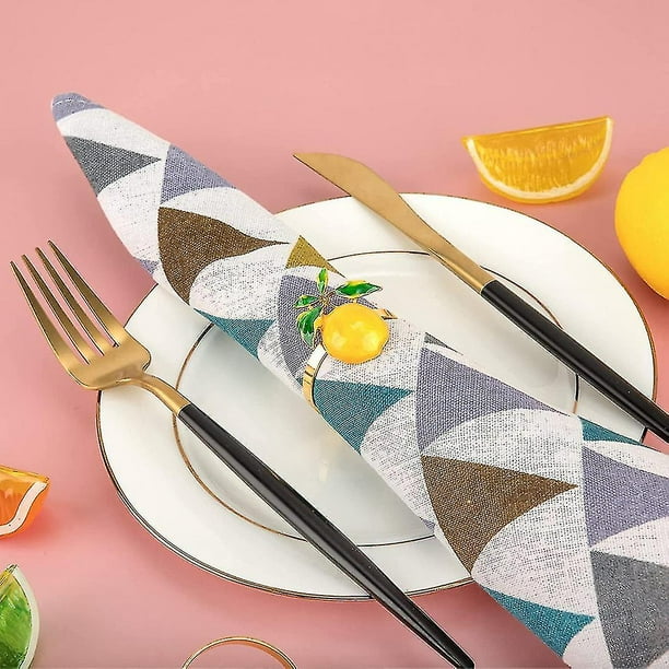12 Pieces Lemon Napkin Rings Summer Napkin Holders Tropical Fruit Napkin Buckle Decor Compatible With Summer Bi