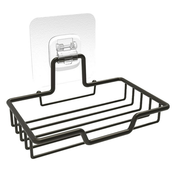 GOOHOCHY Soporte de almacenamiento de esponja de jabón adhesivo, estante organizador de baño de acero inoxidable