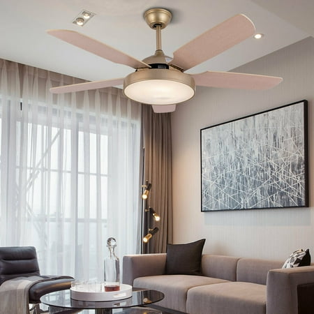 

Oukaning 52 Modern Ceiling Fan Light 5 Wooden Blades Fan Chandelier Lamp with/Remote Control