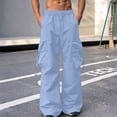 thumbnail image 6 of Lmueinov Mens Cargo Pants with Multi Pocket Drawstring Elastic Waist Loose Workout Trousers Straight Leg Casual Outdoor Hiking Pants for Men, 6 of 6