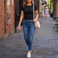 thumbnail image 6 of SUNBS 3 Packs T Shirts For Women Casual Basic Tops Slim Fit Crew Neck Ribbed Shirts, 6 of 8