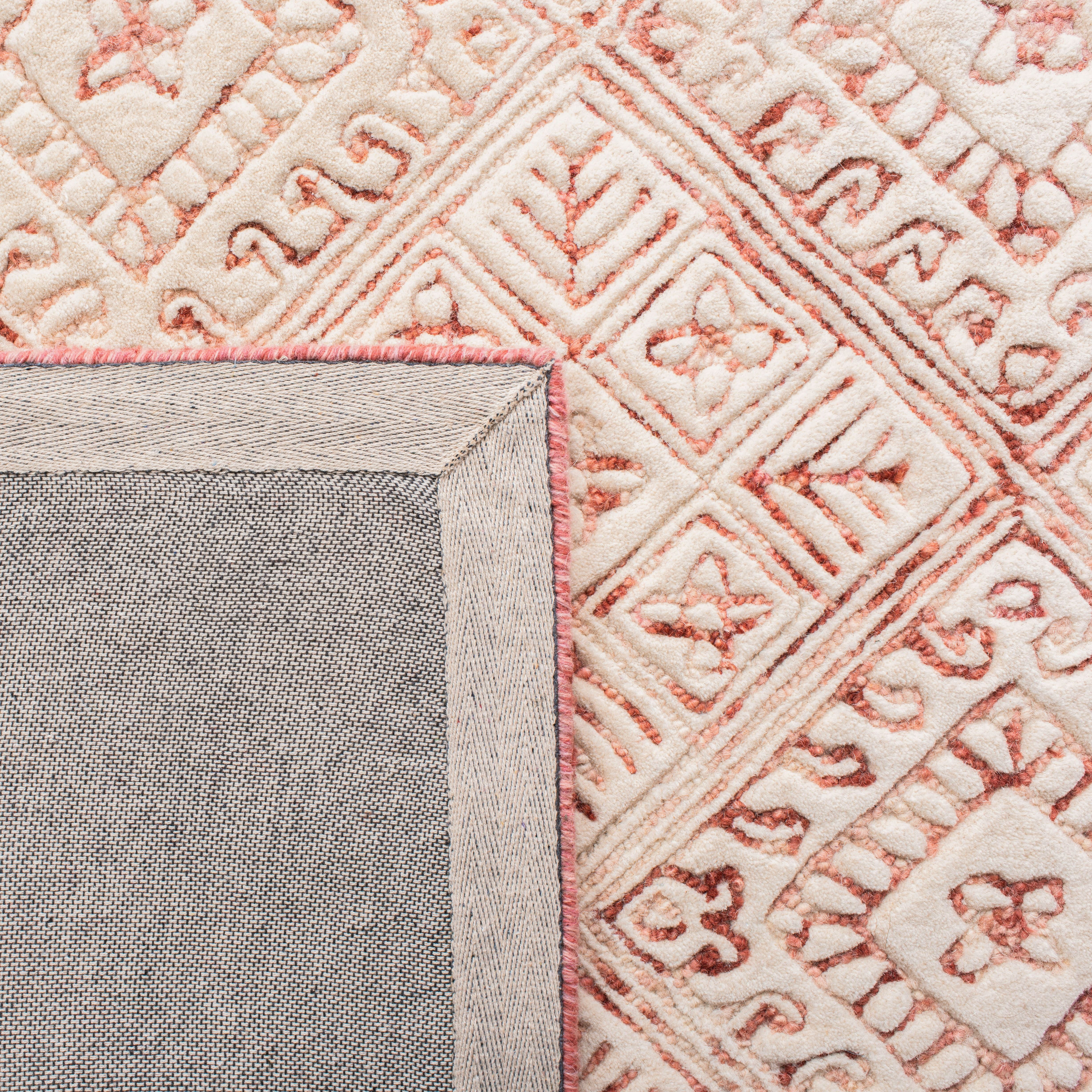 SAFAVIEH Glamour Drummond Geometric Wool Area Rug, Pink/Ivory, 9' x 12'