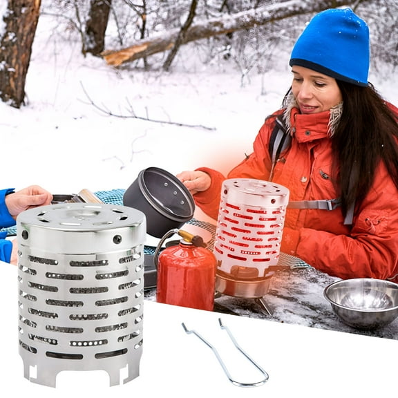 HIBIBUD Portable Camping Heater, Stainless Steel Tent Heater, 1500w Output, Indoor Outdoor Use for Hiking, Travel, Emergency Warmth, Energy Efficient Heating | Metal, White