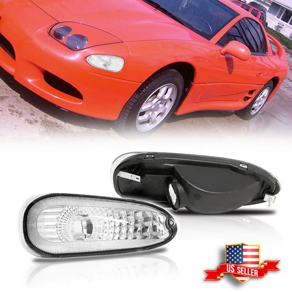GTINTHEBOX 2x Clear Lens Chrome Front Corner Signal Lights For 1994-1998 Mitsubishi 3000GT