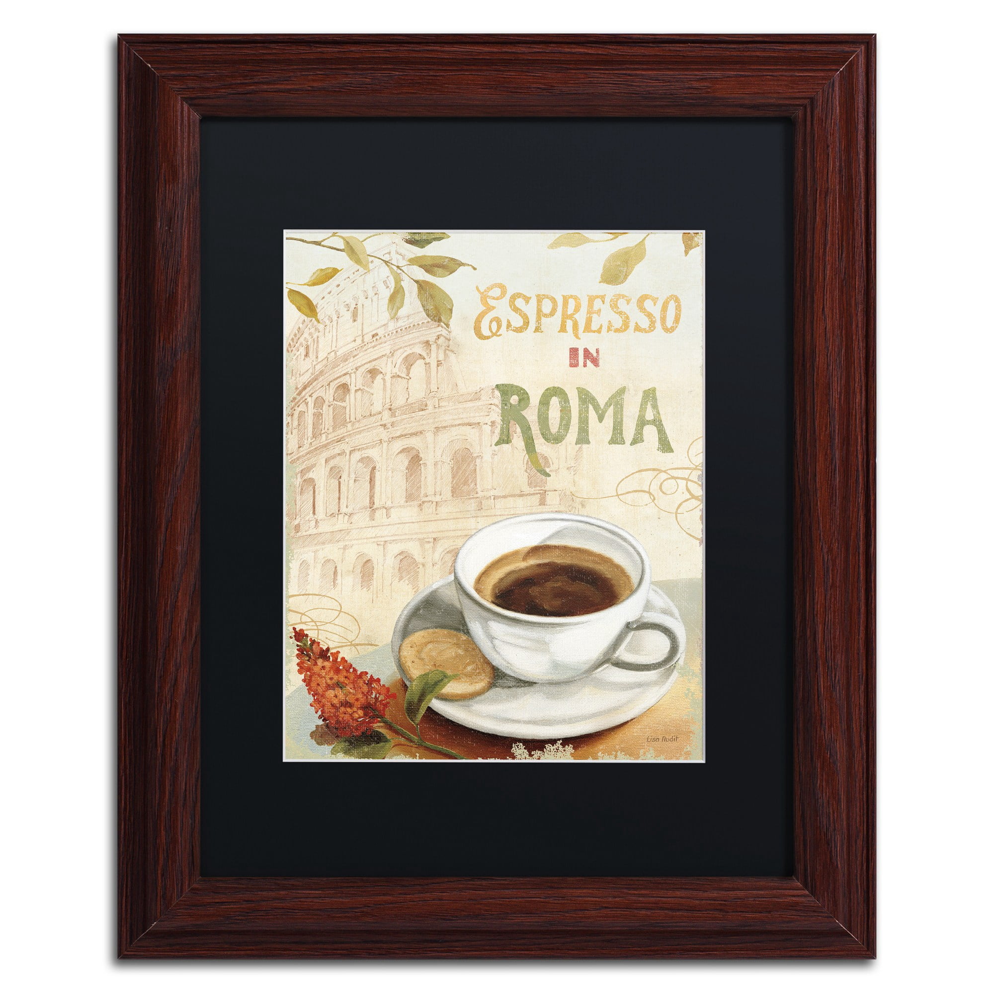 Trademark Fine Art "Cafe in Europe III" Canvas Art by Lisa Audit, Black Matte, Wood Frame