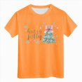 thumbnail image 5 of sdbrld Girls Christmas Shirts Short Sleeve Crew Neck Graphic Tees Holiday Tops Toddler to Big Kid Orange Sizes 7-8 Years, 5 of 5