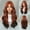 orange black_65cm, variant on Fashion Wig for Women with Bangs, Full Head, Colorful Flame Orange Highlighted Long Curly Hair