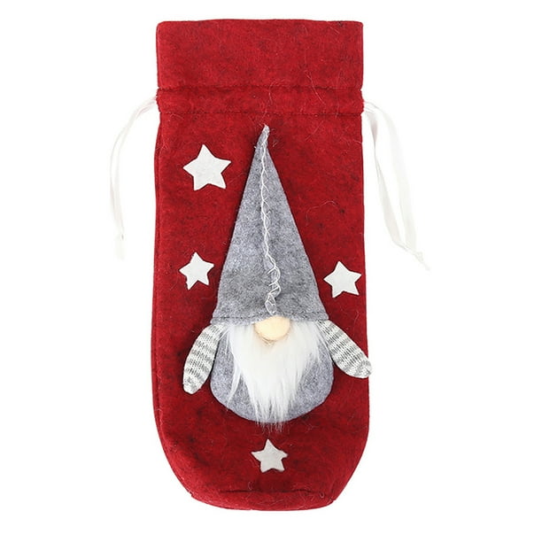 Funda para botella de vino tinto con forma de gnomo navideño GOOHOCHY, bolsa de regalo para vino