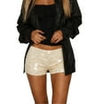 thumbnail image 2 of Bibifish Womens pants Carnival Punk mini Shorts Elastic Low Waist Shiny Glitter trendy Mini shorts festival Party Club Daily Wear Pants, 2 of 4