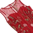 thumbnail image 5 of IBTOM CASTLE Women Vintage Dress 1950s Sleeveless Mesh Patchwork Cocktail Swing Dress Floral Embroidery Flare A-Line Dress Wedding Guest Evening Prom Gown M Red, 5 of 8