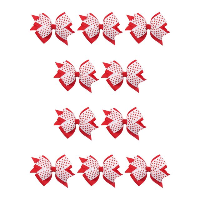 Sonducket Niñas Pinzas para el cabello Pasadores en forma de corazón Sombreros Día de los niños Favores de fiesta rojo doble capa 10Conjunto