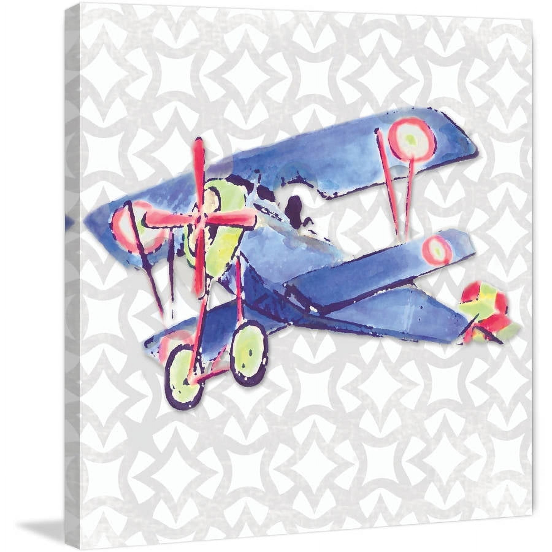 Marmont Hill "Watercolor Biplane" by Reesa Qualia Painting Print on Wrapped Canvas