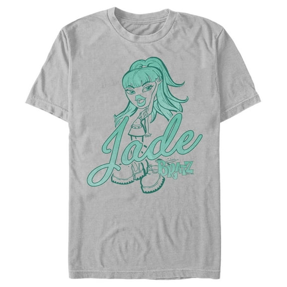Men's Bratz Jade Neon Print  Graphic Tee Silver Large