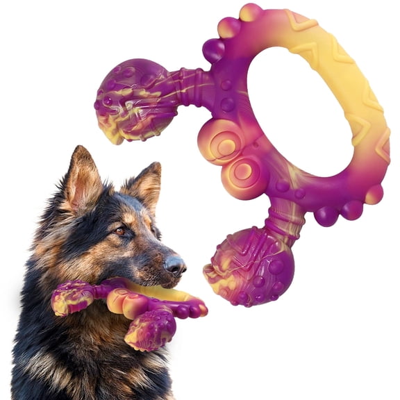 Indestructible Dog Chew Toy for Aggressive Chewers - Beef Flavor Food-Grade Nylon Ring, Crab，Tough Teeth Cleaning & Boredom Relief Toy for Medium & Large Dogs (30-80 lb)