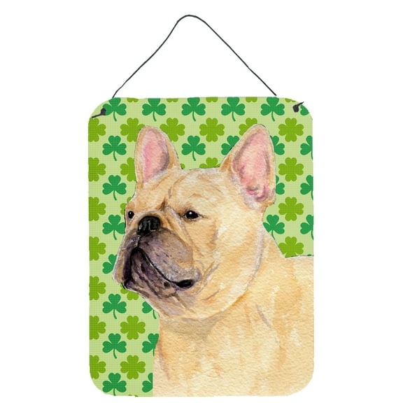 French Bulldog St. Patrick's Day Shamrock Portrait Wall or Door Hanging Prints