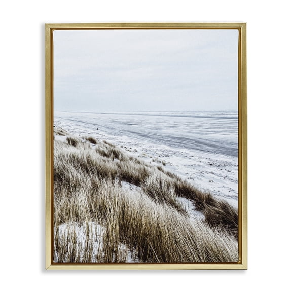 Stupell Industries Contemporary Beach Reeds Landscape Gold Floating Frame Canvas Art, 25 x 31, by Incado