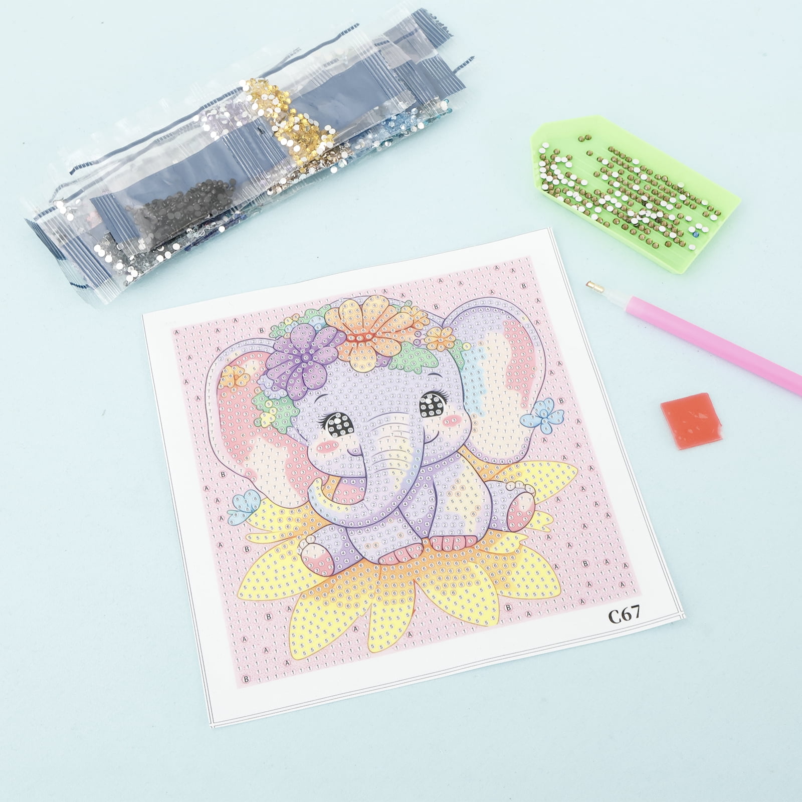 Keyohome Diamond Art Kits for Kids,Diamond Painting Kits for Beginners,6 Pack Cartoon Animals Diamond Dot Art for Adults,Full Drill Big Gem Art for Home Decoration,6.7" x 6.7"