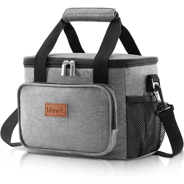 Lifewit 12-Can (8.5L) Large Lunch Bag Insulated Lunch Box Soft Cooler, Gray Shoulder strap
