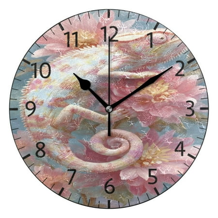 BZSMCE Decorative Wall Clock Size：25cm Blossom Chameleon Pattern