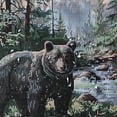 thumbnail image 5 of Orinice Bear Forest Stream Bathroom Decor Set with Hooks Luxurious Graphic Print Polyester Fabric Fashion Shower Curtain for Home Bathtubs Decoration 69x72, 5 of 7
