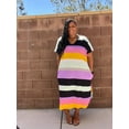 thumbnail image 4 of Women's Plus Size Midi Striped Dress With Pockets, 4 of 6