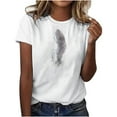 thumbnail image 1 of Plebaso T-Shirt Imprimé pour Femmes Manches Courtes Décontracté Col Rond Été T-Shirts Amples 2025, 1 of 4