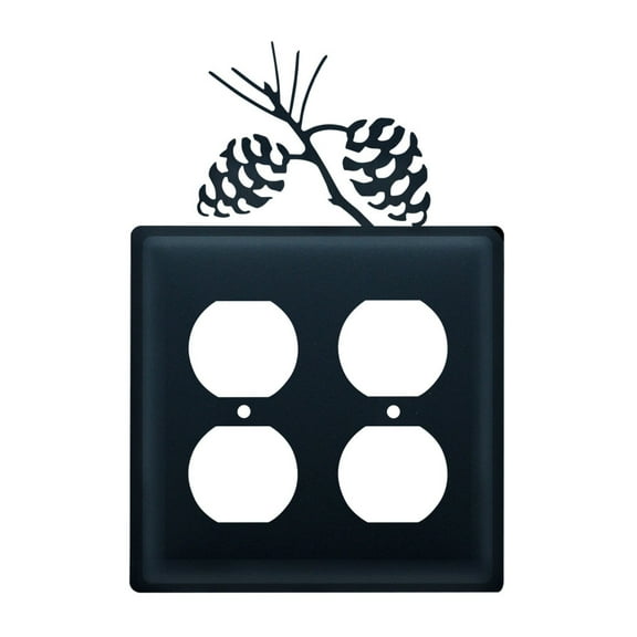 Village Wrought Iron Pinecone - Double Outlet Cover