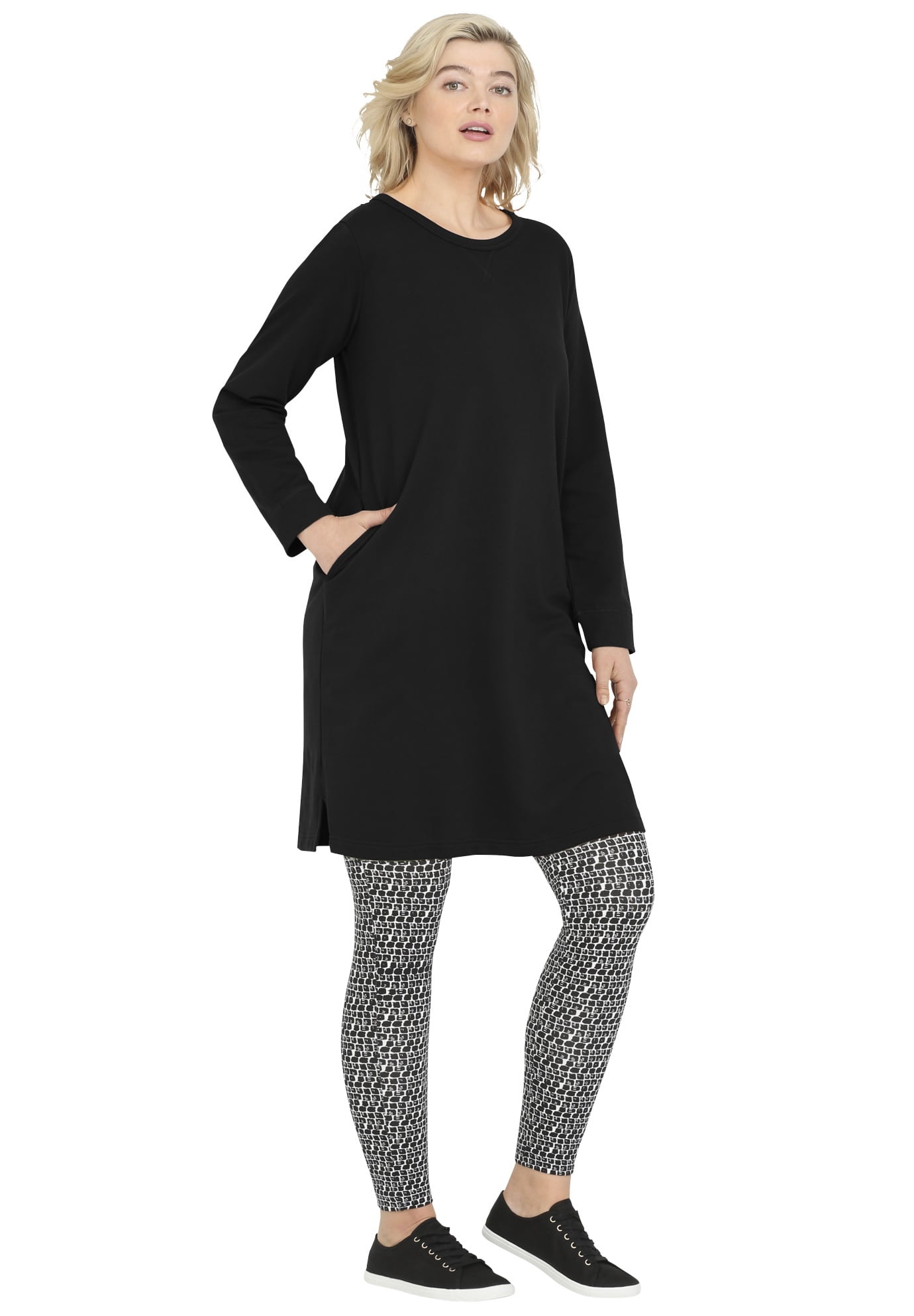 Ellos Women's French Terry Tunic Dress 
