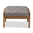 thumbnail image 3 of Baxton Studio Naeva Mid-Century Modern Grey Fabric Upholstered Walnut Finished Wood Footstool, 3 of 9