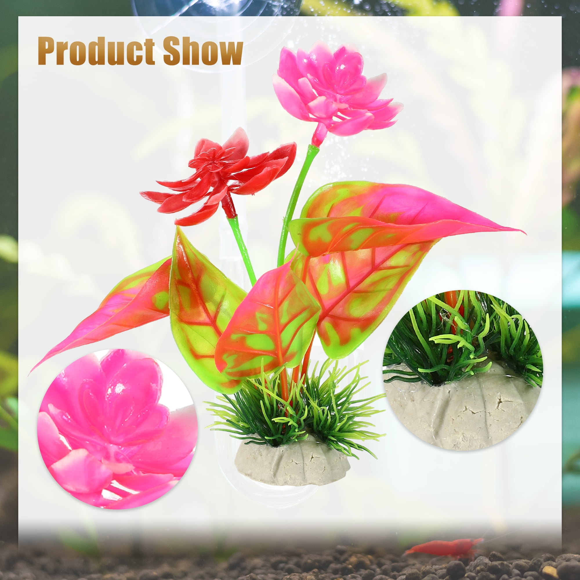 Unique Bargains Plastic Aquarium Plants Colorful Fish Tank Plant Decorations Set for Aquarium Decorations 16pcs