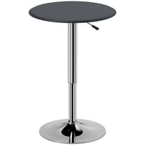 Sptwo Round Bar Table, Adjustable Height and 360° Swivel Pub Tables, Cocktail Table with MDF Top, Silver Leg Base for Bar, Bistro, Café, Black