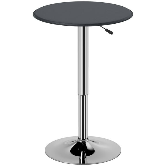 Sptwo Round Bar Table, Adjustable Height and 360° Swivel Pub Tables, Cocktail Table with MDF Top, Silver Leg Base for Bar, Bistro, Café, Black