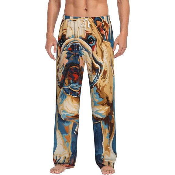 Daiia Patriotic Bulldog Welcome Men's Sleep Pant with Pockets and Drawstring,Pajama Pants-Small