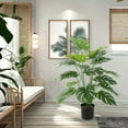 thumbnail image 5 of Artificial Ficus Tree with Natural Wood Trunk and Lifelike Leaves, Silk Fake Potted Tree with Wood Branches, Faux Tree for Office Home Decor, 5 of 6