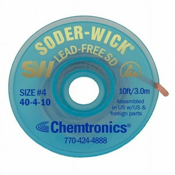 Chemtronics Desoldering Wick,10 ft.,4,Copper 40-4-10