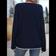 thumbnail image 5 of Suéteres de Otoño 2025 para Mujer, Informales, de Cuello Redondo, con Contraste, de Larga, de Punto, Tops Tipo Jersey Azul Marino L, 5 of 7