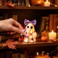 thumbnail image 2 of ZIZOCWA Retro Patchwork Ghost Figurines with Bow Halloween Decorationns Desktop Display Ornaments Party Favors Gifts, 2 of 4