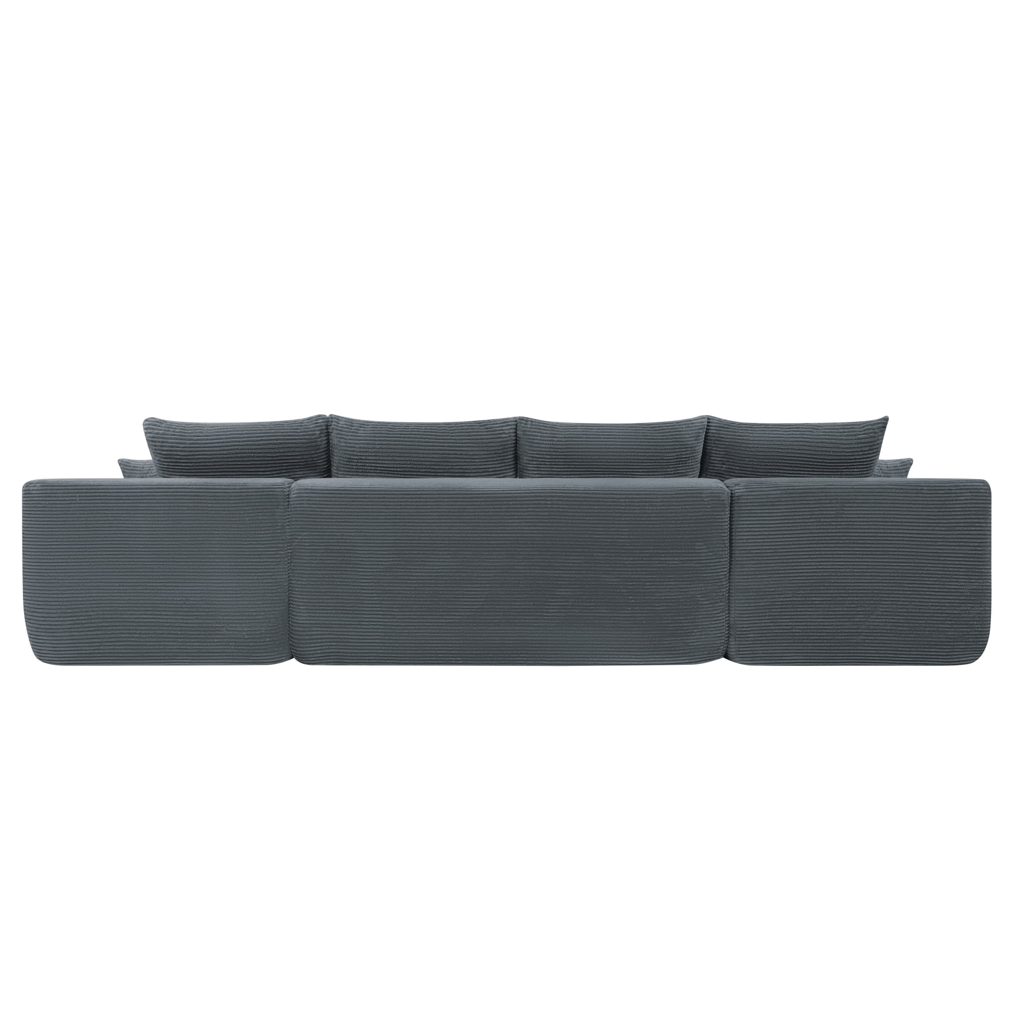U-Shaped Sectional Sofa with Chaise and Cup Holders, 126'' Modular Sofa Couch with Side Pockets, Modern Upholstered Couch for Living Room, No Assembly Required