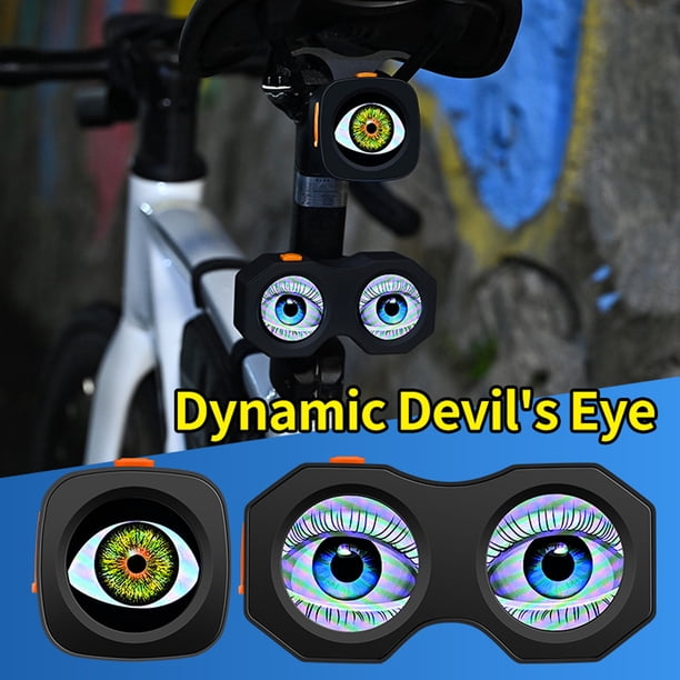 Luz Trasera para Bicicleta Devil'S Eye | Luz Led de Seguridad Recargable Por Usb-C | Múltiples Patrones de Color | Resistente Al Agua y Fácil de Instalar | Incluye Soportes y Correa de Seguridad