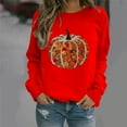 thumbnail image 5 of Yteetum Halloween Thanksgiving Sweatshirts for Women Pumpkin Print Crewneck Hoodless Sweatshirt Tops Womens Casual Halloween Pumpkin Print Round Neck Loose Fits Long Sleeve Sweatshirts Fall, 5 of 6
