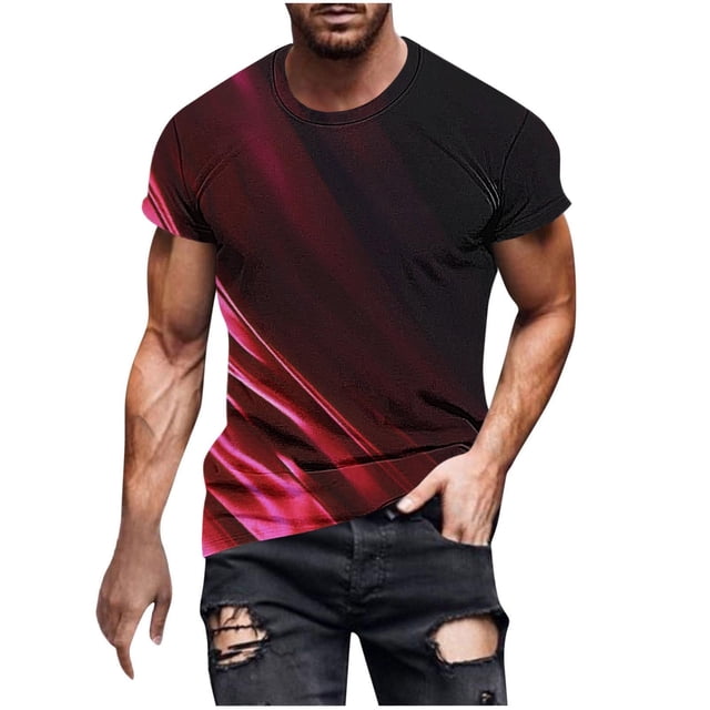 Chemises à Manches Longues pour Hommes Imprimé Décontracté Col Rond T-Shirt Manches Courtes 1 Pce