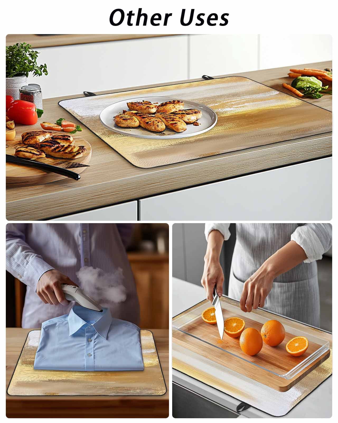 Stove Top Covers for Electric Stove, Yellow Beige Glass Stovetop Cover Protector, Modern Oil Painting Abstract Art Induction Cooktop Protector Oven Mat for Kitchen Countertop 24"x21"