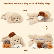MorisMos 24 Puppy Stuffed Animal Mommy Dog with 4 Baby Plush Toys