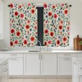 thumbnail image 3 of Watercolor Floral 2 Panel Kitchen Curtains for Windows, Spring Red Poppy Flower Botanical Beige Bathroom Privacy Curtain, Home Décor Window Treatment for Bedroom/Living Room 55"x45", 3 of 8