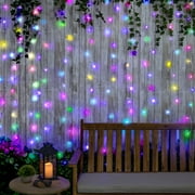 Merkury Innovations Multi-Color Cascading Curtain Lights with Music Sync for Outdoor and Indoor Use - Battery Powered