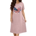thumbnail image 2 of Uootdi Womens 4th of July Dresses Crew Neck Short Sleeve USA Print Sundresses Casual Loose Lightweight Soft Comfy Holiday Wear Gift, 2 of 6